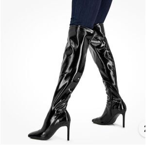 INC Keenan Over The Knee, Square Toe, Patent Leather Boot, Stiletto. NWOT